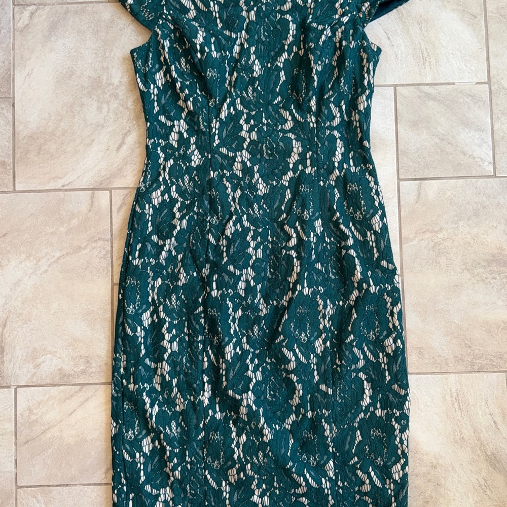 Vince Camuto Teal Lace Midi Dress